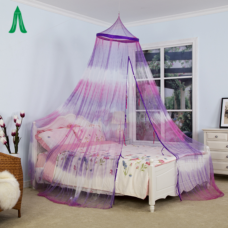 Dosel de cama de corona con mosquitera de estilo teñido anudado colgante de princesa de lujo para niñas