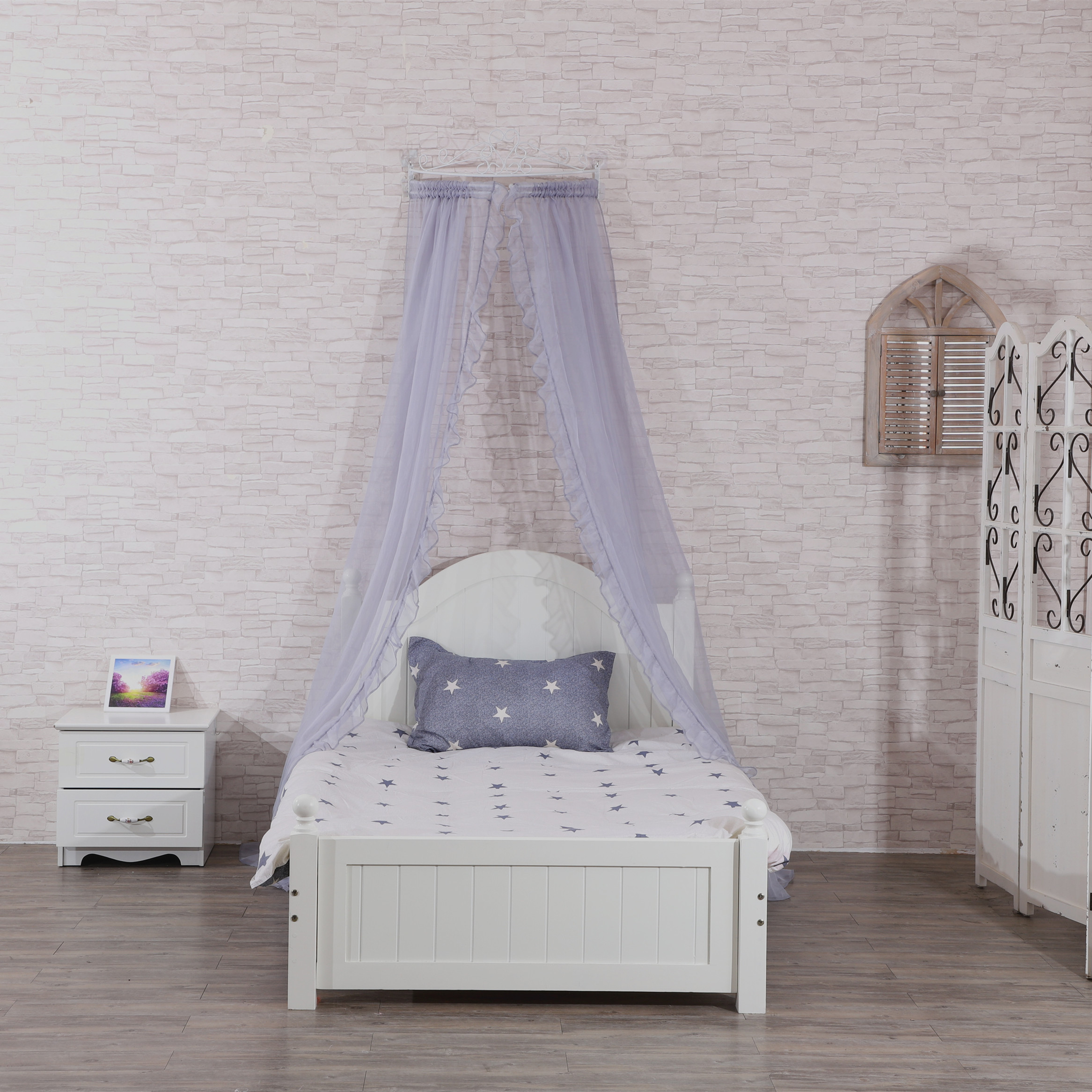 Moda buena calidad princesa real gris corona cama manto dosel niñas encaje decorativo mosquitera