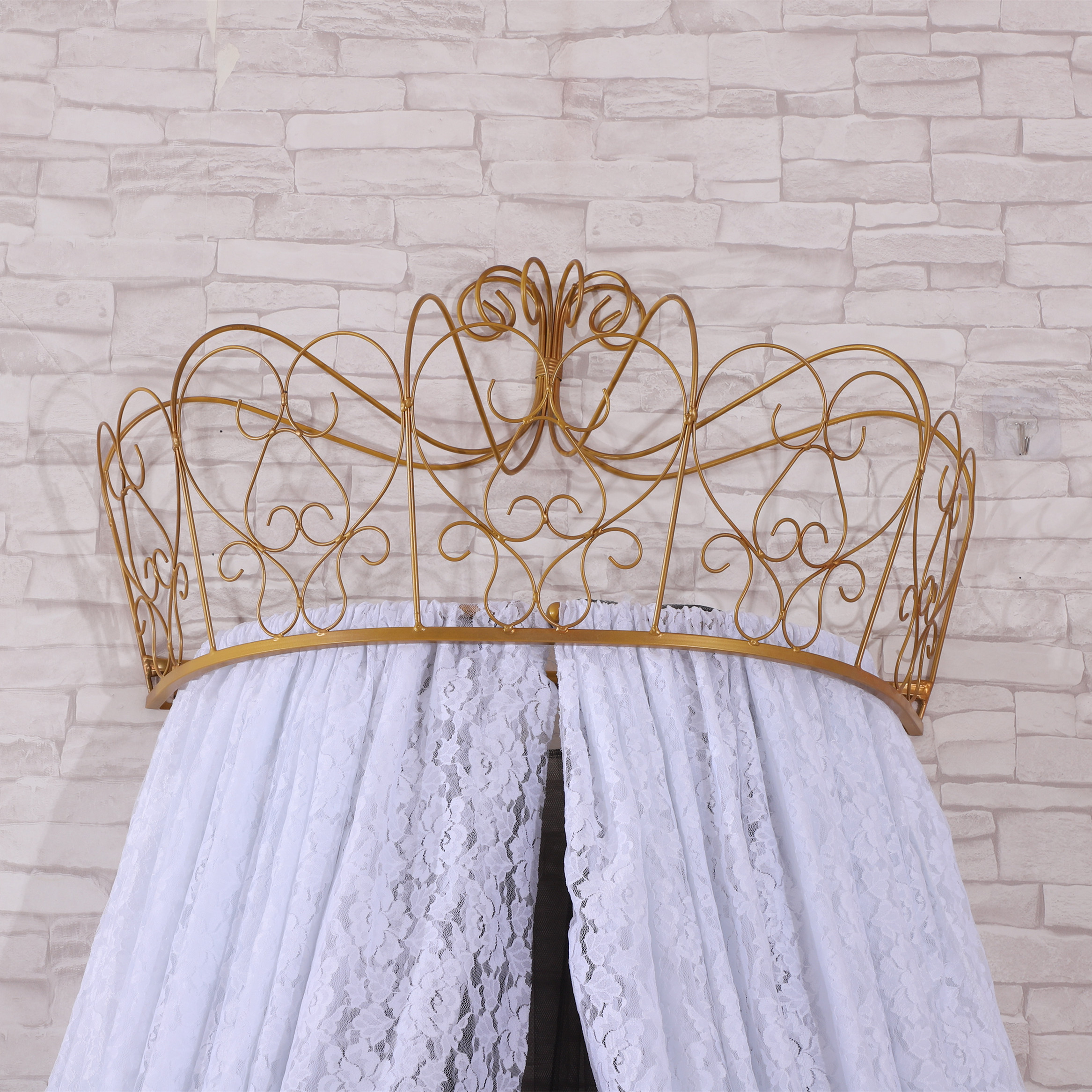 Último diseño Princess Crown Top Mosquiteros Cortinas de cama de encaje
