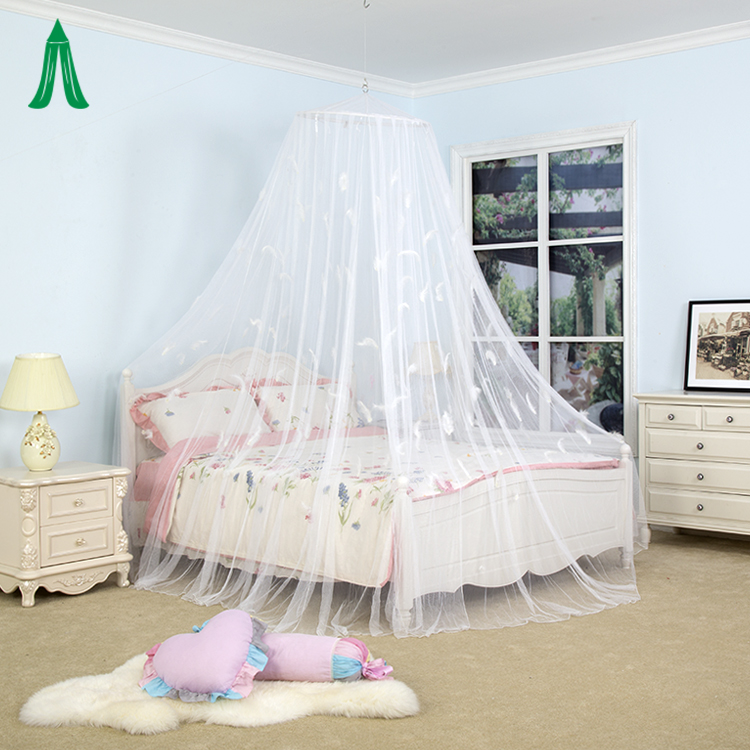 Mosquitera colgante de plumas blancas para adultos/barra de mosquitos/cortina de cama