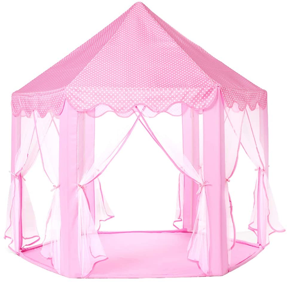 Princess Tent Bonus Star Lights Girls Gran hexágono Playhouse Kids Castle Play Tent para niños