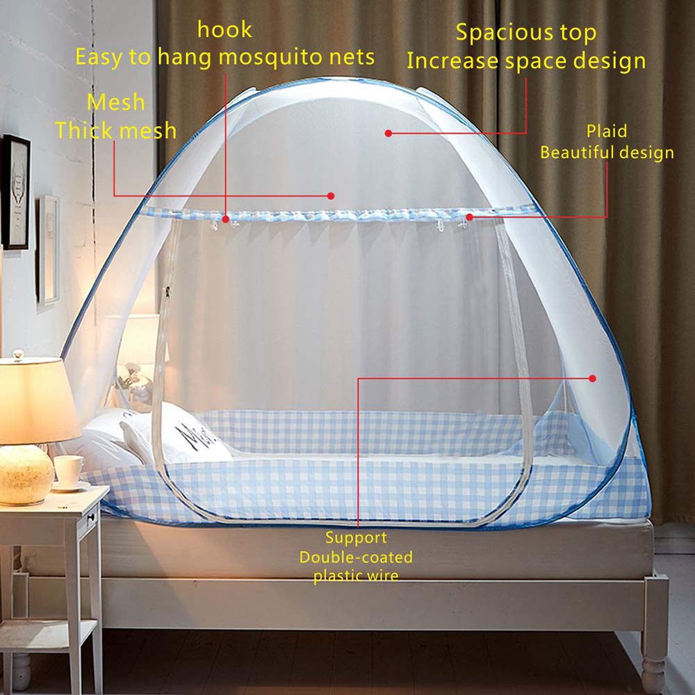 Mosquitera plegable de viaje portátil, cortina para acampar, dosel para cama