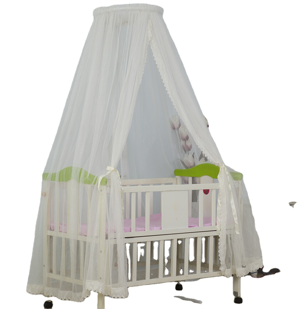 2020 nuevo diseño de encaje blanco lateral Bunchy Top circular mosquitera para bebés