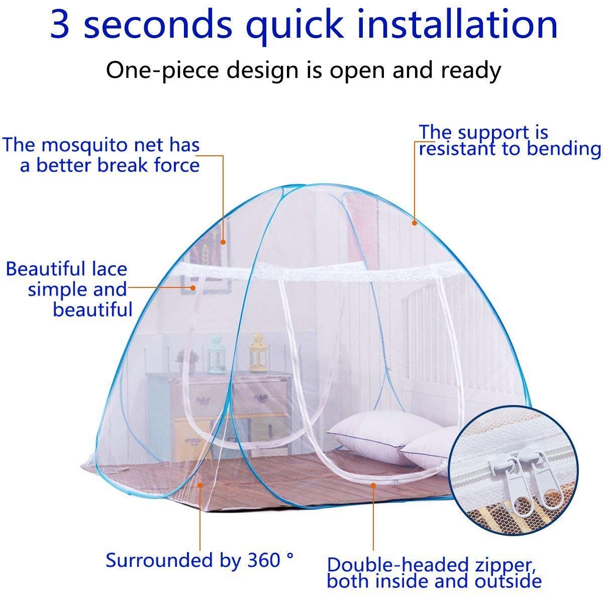 Venta al por mayor plegable Anti Mosquito Bites Pop-Up Mosquitera Tienda para camas