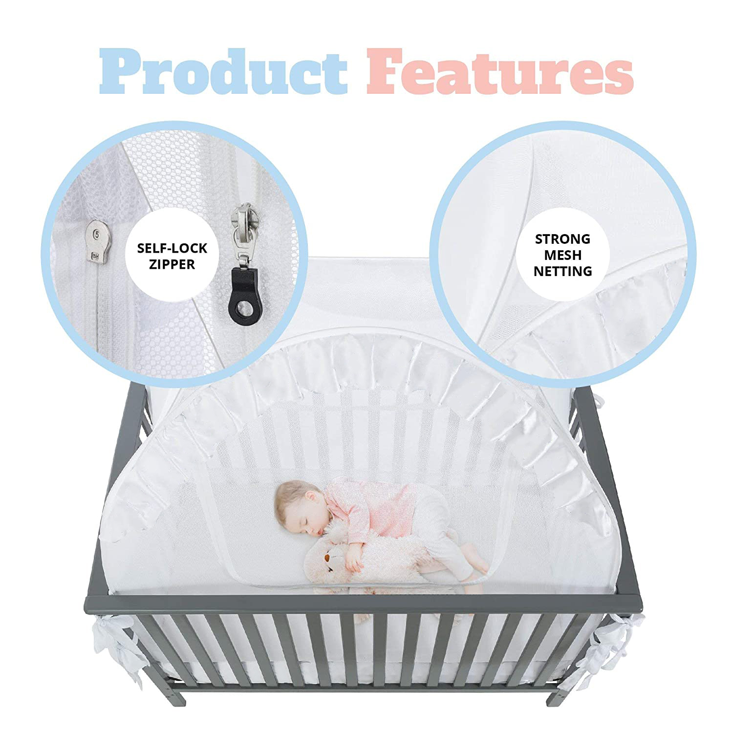 Evite que el bebé salga Seguridad Pop Up Baby Cuna Canopy Cover Tent Crib Net