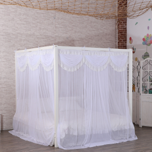 Mosquitera cuadrada blanca de encaje lujoso y elegante de cuatro esquinas 2020