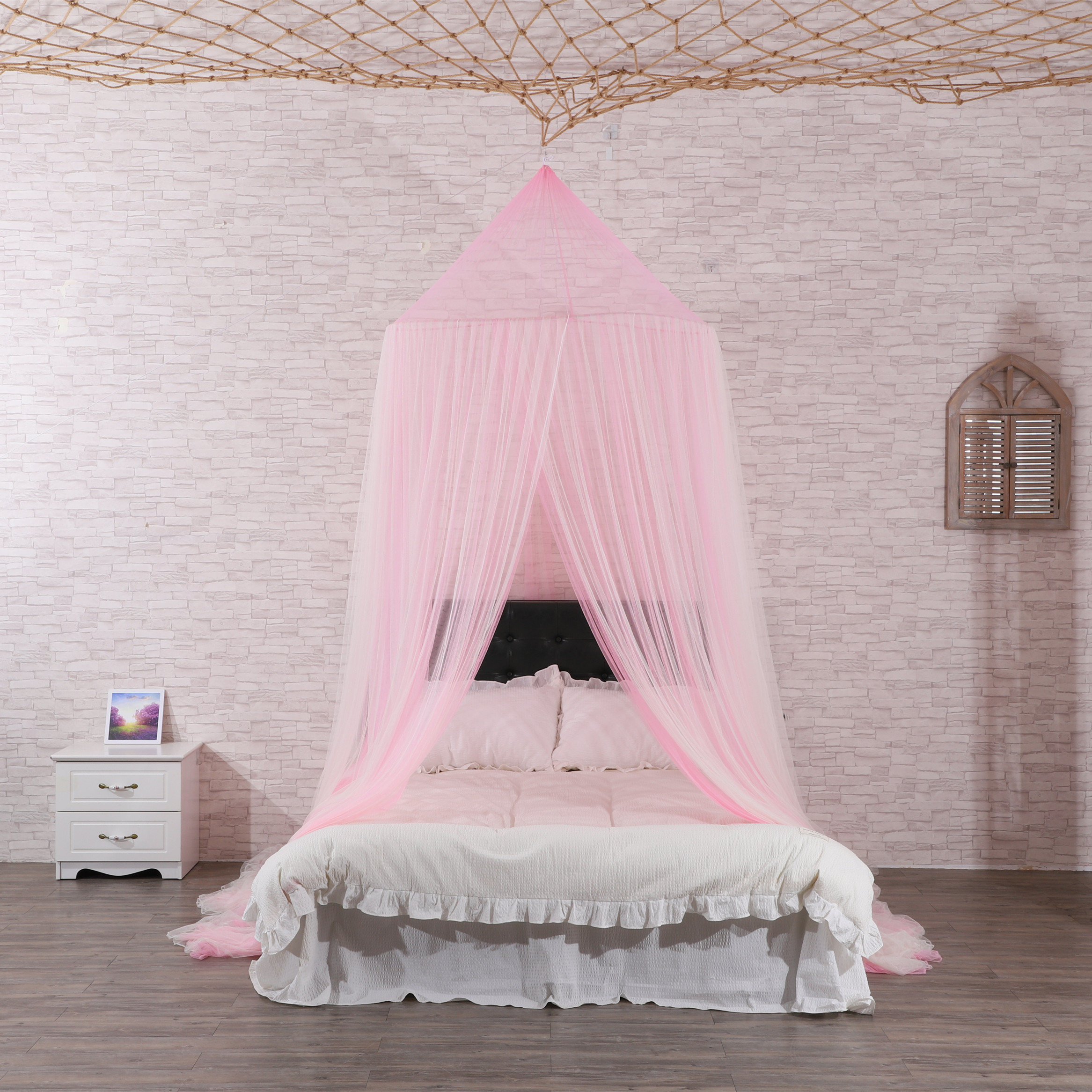 Mosquitera con dosel de cama de princesa para el hogar con cúpula de encaje de primera calidad