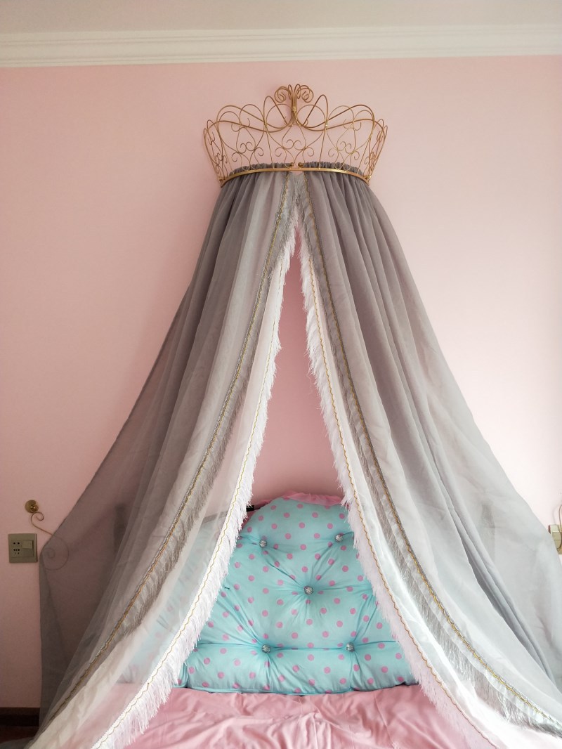 Corona cama cortina princesa nórdico Retro doble borla europea decorativa fondo de cabecera mosquitera