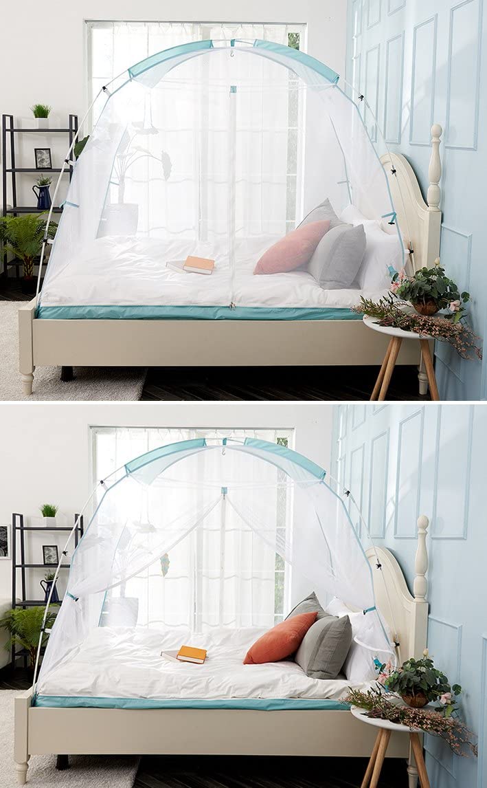 Tienda de mosquitera emergente y toldo de cama portátil y fácil de configurar