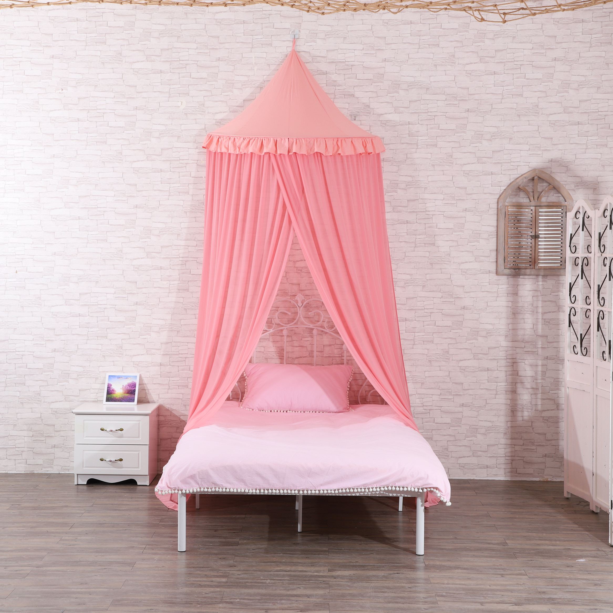 Nuevo diseño princesa mosquiteros media ronda con dosel para cama de noche para niñas