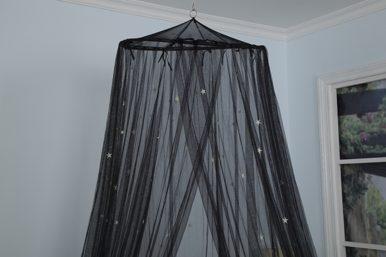 Increíbles mejores ventas Growing In The Dark Stars Theme Set Black Bed Canopy Mosquito Net