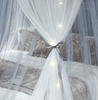 Nuevo diseño, luces Led blancas grises, decoración que brilla intensamente, mosquiteras para cama doble