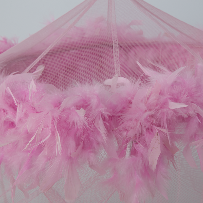 Gran oferta 2020, mosquitera Circular para bebé con plumas rosadas estilo princesa para niña